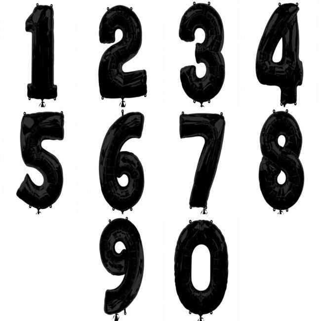 FOIL BALLON NUMBERS SILK LUSTRE BLACK 90CM