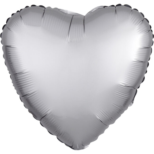 FOIL BALLOON SILK LUSTRE SILVER HEART 43CM