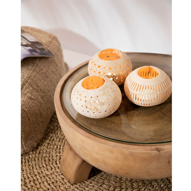 CANDLE HOLDER COCONUT SPOT NATURAL 13X13X11CM - Image 3