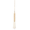 WOODEN BEADS WITH COTTON TASSEL NATURAL/WHITE 80CM