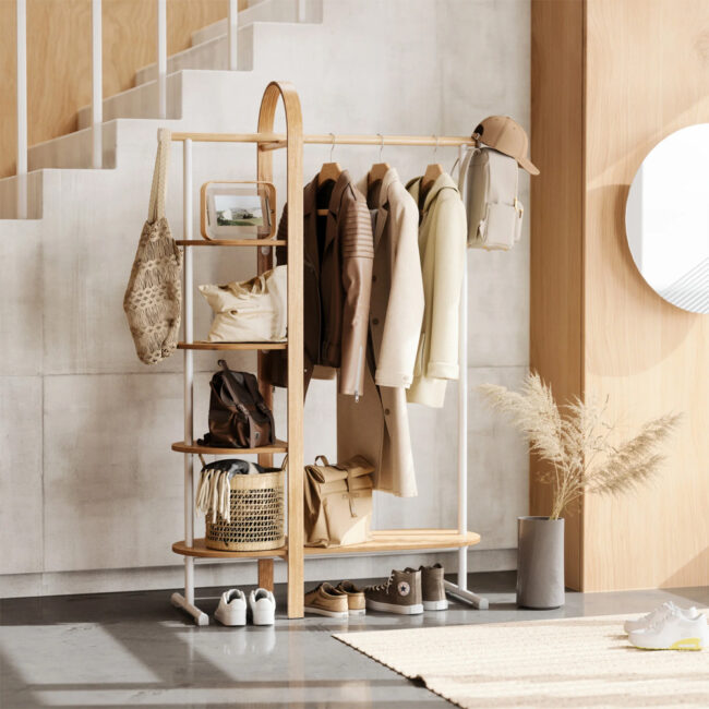 BELLWOOD GARMENT RACK WHITE & NATURAL - Image 3