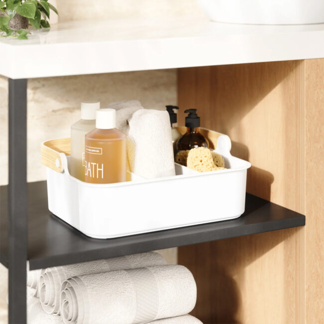BELLWOOD STORAGE BIN WHITE & NATURAL 37X27X25CM - Image 3