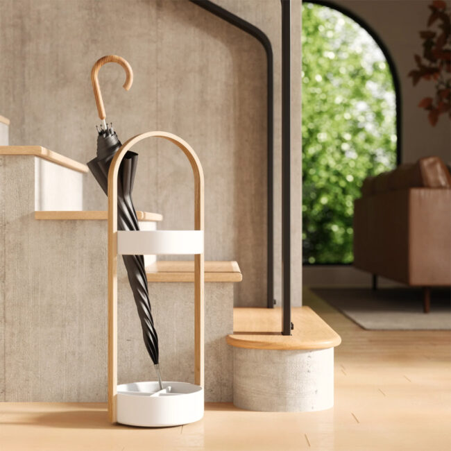 BELLWOOD UMBRELLA STAND WHITE & NATURAL - Image 3