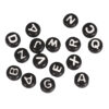 PLASTIC BEADS LETTERS BLACK ROUND 6MM 40G
