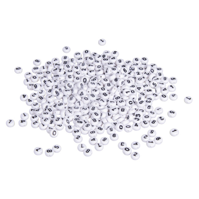 PLASTIC BEADS NUMBERS WHITE 6MM 40G - Image 3