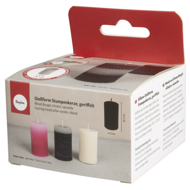 SILICONE MOULD RIBBED PILLAR CANDLE 5X8,7CM - Image 3