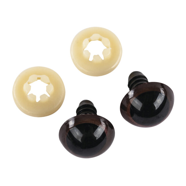 PLASTIC SAFETY EYES DARK BROWN WITH WASHERS 1,5CM 10PCS - Image 3