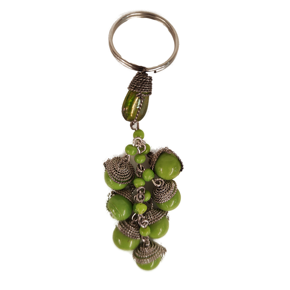 BEADED KEYRING LIME GREEN
