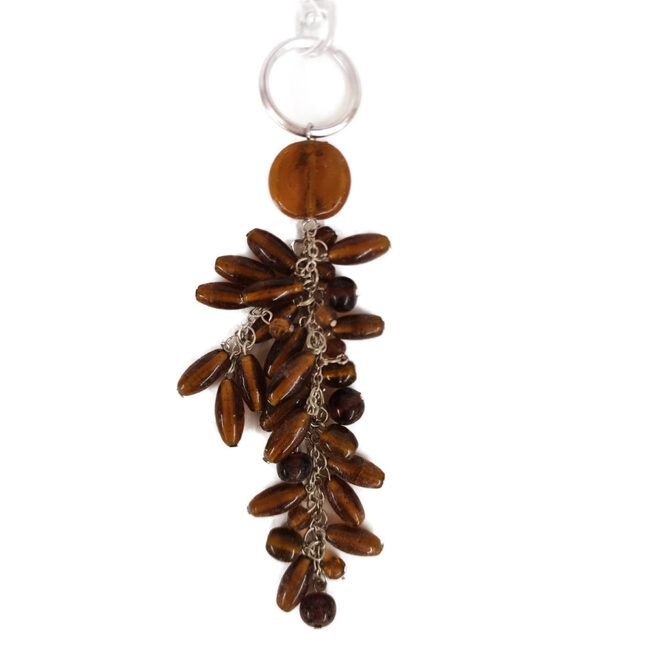 BEADED GRAPES KEY RING WITH CLIP AMBER