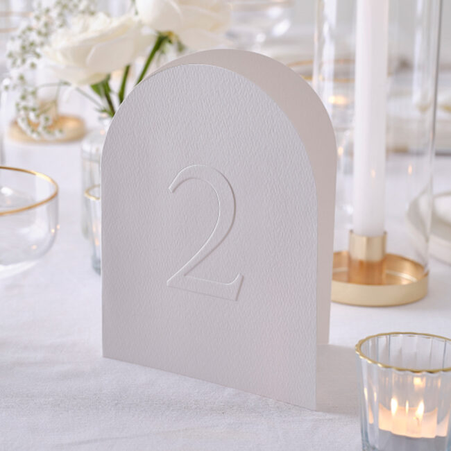 PAPER TABLE NUMBERS WHITE EMBOSSED 20X30CM 12PCS - Image 3
