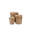 SET OF 3 ROUND CONTAINERS NATURAL FIBRE WITH LID 32X42X50CM