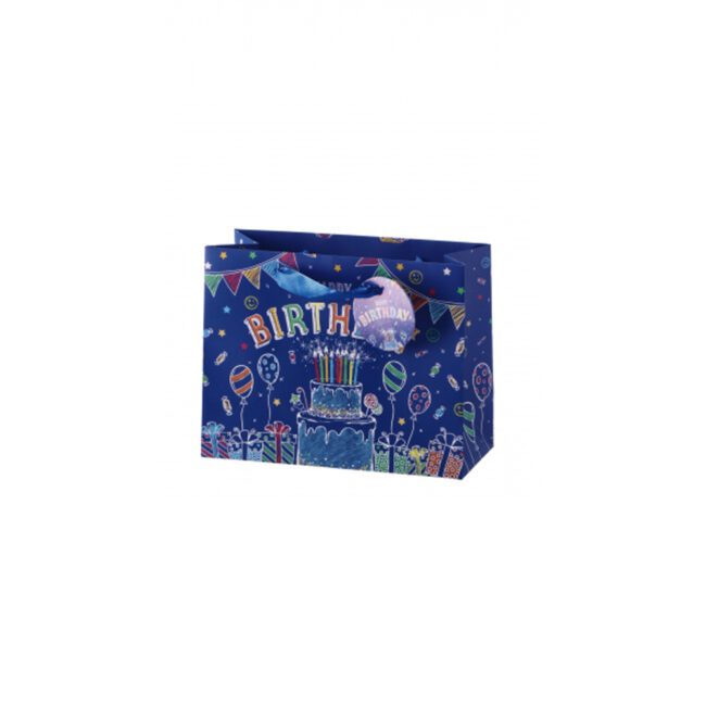 BIRTHDAY PRINTED PAPER BAG ASSORTED 4 DESIGNS 23X10X18CM - Image 4
