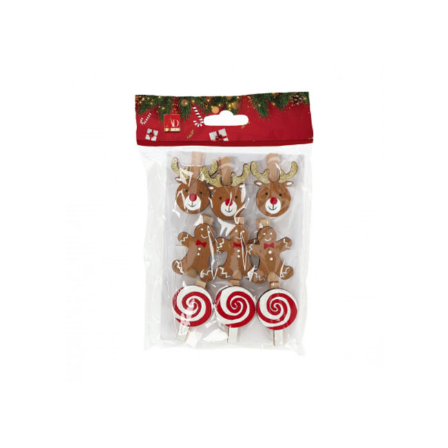 SET OF 9 XMAS CLOTH PEGS ASSORTED 3 DESIGNS 3,5X4,5CM - Image 3