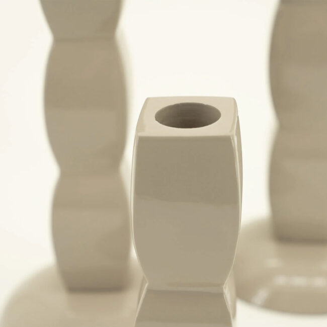 SET OF THREE CANDLE HOLDER PRINZ TAUPE ASSORTED 3 SIZES - Image 3