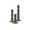 SET OF THREE CANDLE HOLDER PRINZ DARK TAUPE ASSORTED 3 SIZES