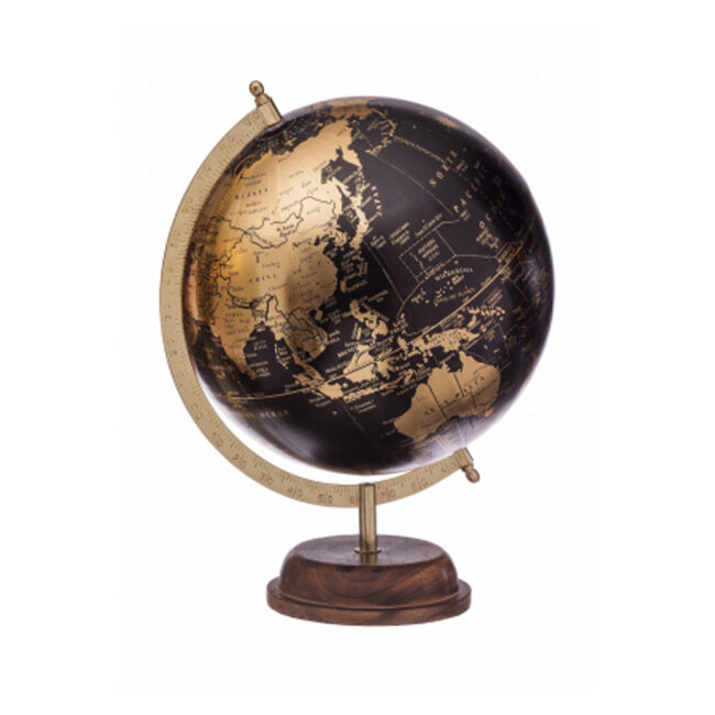 DÉCOR GLOBE WITH WOOD STAND ASSORTED 2 COLORS 27X39CM - Image 3