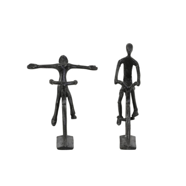SET OF 2 ORNAMENT CYCLISTS ANTIQUE BLACK PEARL L24-L25CM - Image 3