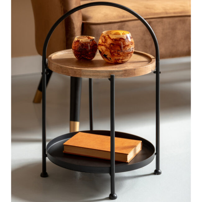 SIDE TABLE TRAY MANGO WOOD BLACK 39XH55CM - Image 4