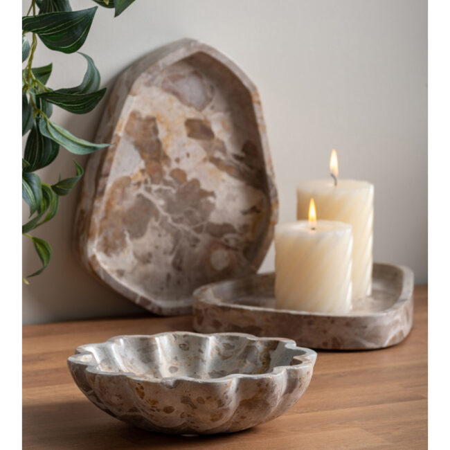 BOWL FLOWER MARBLE BROWN 20XH5CM - Image 3
