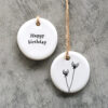 PORCELAIN FLORAL HANGER HAPPY BIRTHDAY 3,5X3,5CM