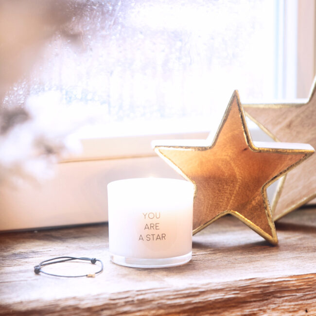 SOY CANDLE WITH WISH BRACELET YOU ARE A STAR FRESH COTTON 90X90X50MM - Image 3