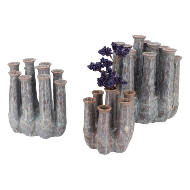 INGA JAHRA GREY VASE TUBE ACTIVE GLAZE 15X13X18CM - Image 3