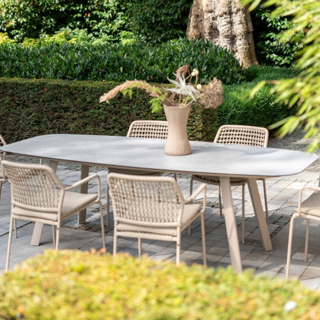MANOLO DINING TABLE PRINTED CERAMIC LATTE 240X103CM - Image 2