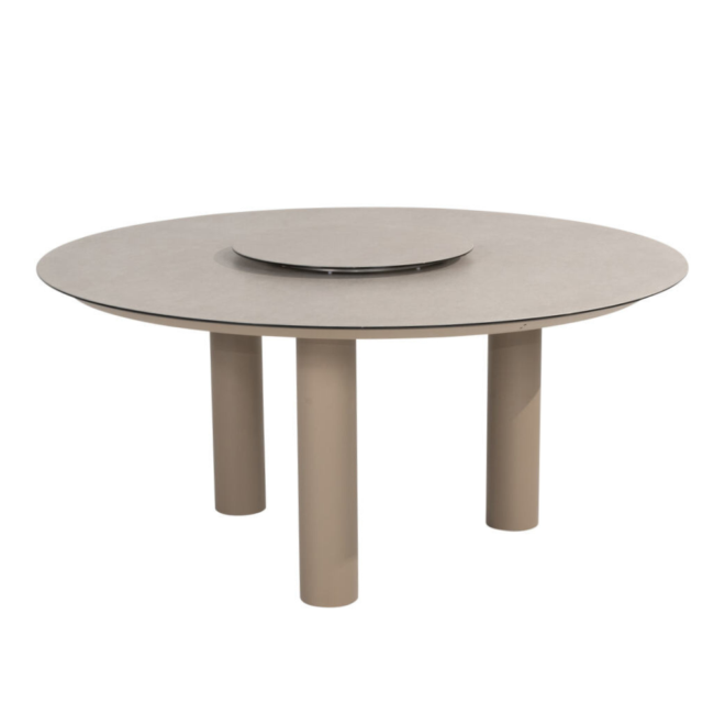 DONATO DINING TABLE LATTE CERAMIC PRINT WITH 3 LEGS D160CMXH75CM