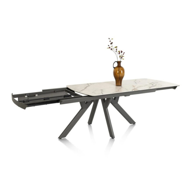 EXTENDABLE TABLE VEGAS 200X100CM+ 80CM CERAMIC ON GLASS - Image 3