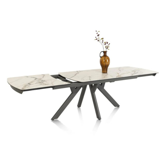 EXTENDABLE TABLE VEGAS 200X100CM+ 80CM CERAMIC ON GLASS - Image 5