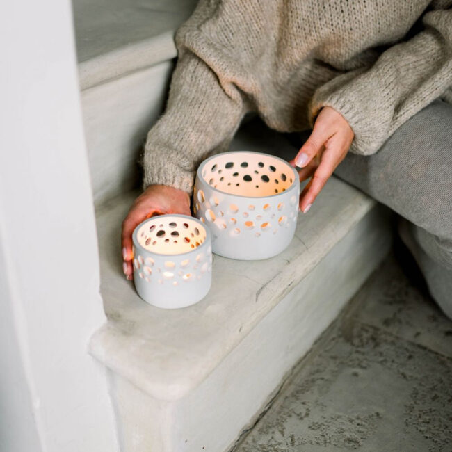 TEALIGHT HOLDER TIMOR LARGE NATURAL 10X14CM - Image 4