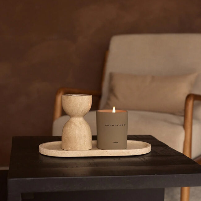 DESIGN CANDLE HOLDER TRAVERTINE 4X18CM - Image 3
