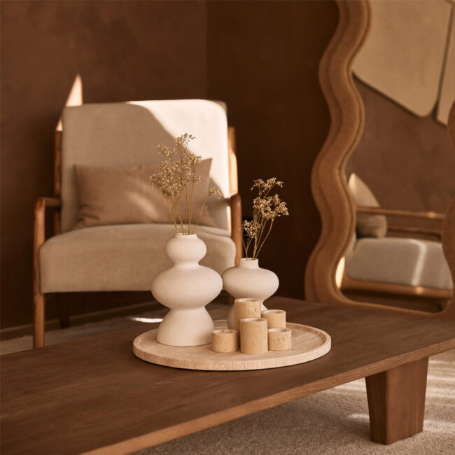 TEA LIGHT HOLDER CYLINDER TRAVERTINE - Image 3