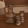 MARBLE RHOMBUS CANDLE HOLDER DARK EMPERADOR BROWN 20X9CM - Image 2