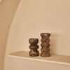 MARBLE RHOMBUS CANDLE HOLDER DARK EMPERADOR BROWN 20X9CM - Image 3