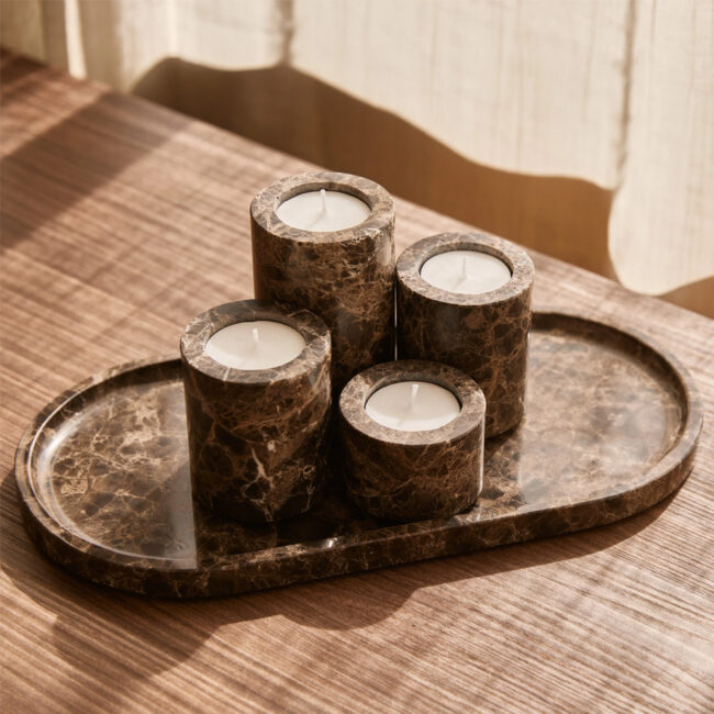 TEA LIGHT HOLDER CYLINDER DARK EMPERADOR BROWN - Image 4