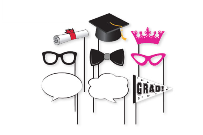 PHOTO BOOTH PROPS GRAD PLASTIC STICKS 10PCS