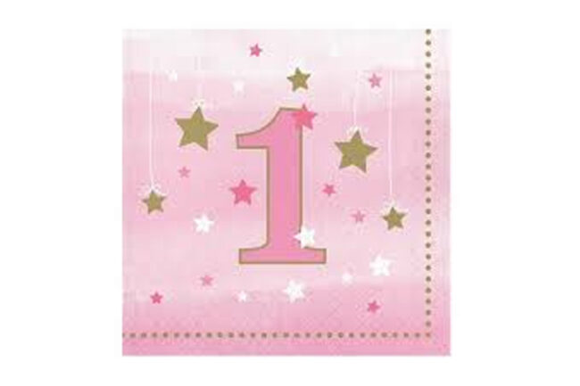 LUNCHEON NAPKINS 2PLY ONE LITTLE STAR GIRL 1ST BIRTHDAY 16PCS