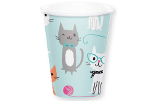 HOT/COLD CUP 9OZ PURR-FECT PARTY 8PCS