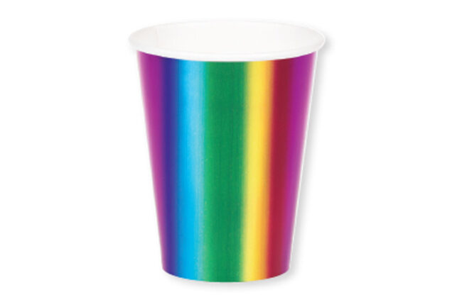 HOT/COLD CUP 9OZ FOIL RAINBOW FOIL 8PCS