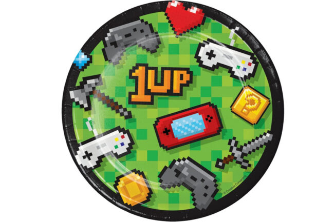 LUNCHEON PLATES GAMING PARTY ROUND 18CM 8PCS