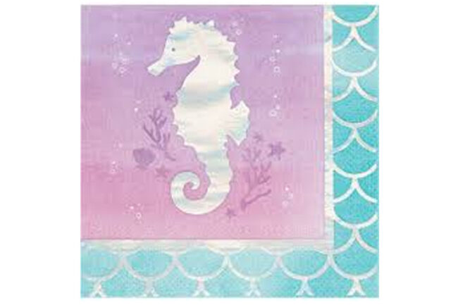 BEVERAGE NAPKINS 3PLY IRID MERMAID SHINE 16PCS