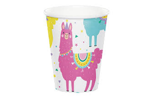 HOT/COLD CUP 9OZ LLAMA PARTY 8PCS