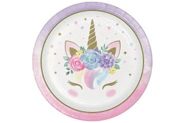 PLATE DINNER UNICORN BABY ROUND 23CM 8PCS