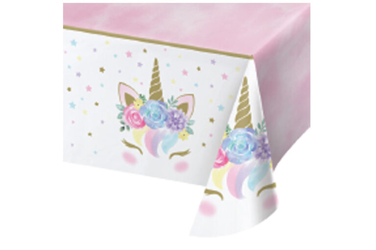 TABLECOVER PLASTIC ALL OVER PRINT UNICORN BABY 137X259CM - Pergamos