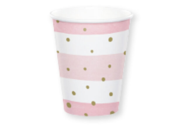 HOT/COLD CUP 9OZ PINK GOLD CELEBRATION 8PCS