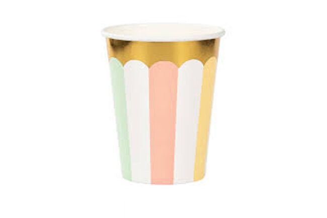 HOT/COLD CUP 9OZ FOIL PASTEL CELEBRATIONS 8PCS