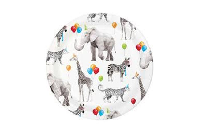 PLATE LUNCHEON PARTY ANIMALS ROUND 18CM 8PCS