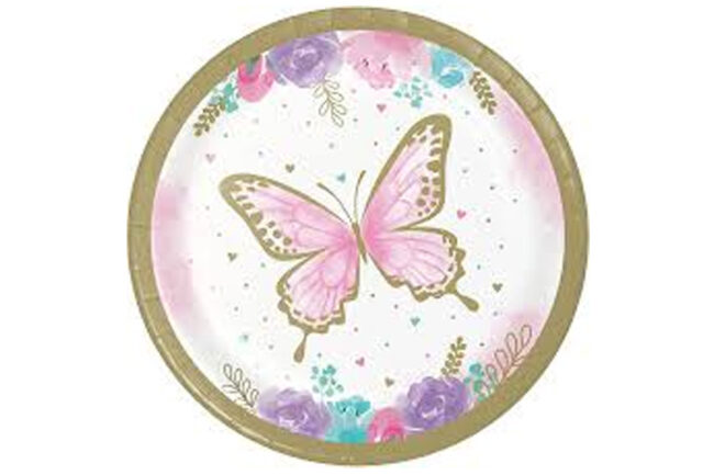 PLATES LUNCHEON BUTTERFLY SHIMMER ROUND 18CM 8PCS