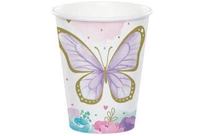 HOT/COLD CUP 9OZ BUTTERFLY SHIMMER 24PCS